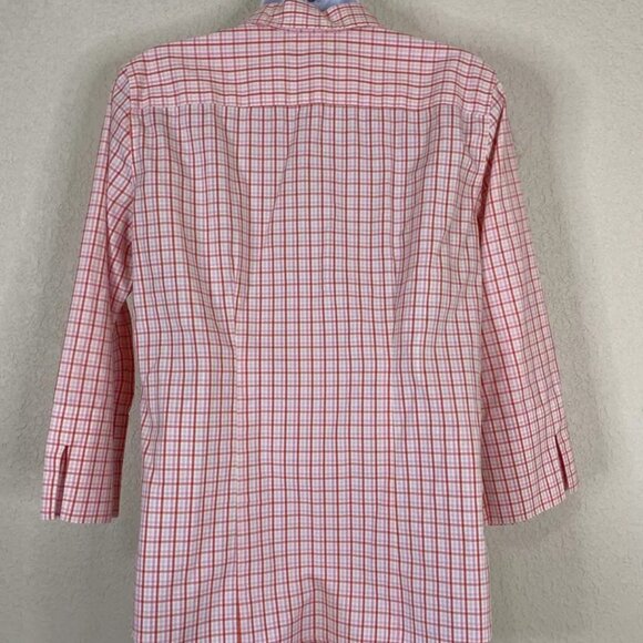 LANDS END Checkered Button Down Pink No Iron Shirt Blouse Womens Size 16 - Picture 14 of 14